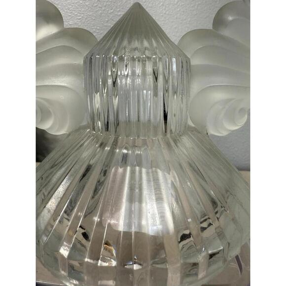 Vintage Crystal Glass 2 arm Candle Stick Holder Frosted Heavy Art Nouveau 4441 - Picture 2 of 6